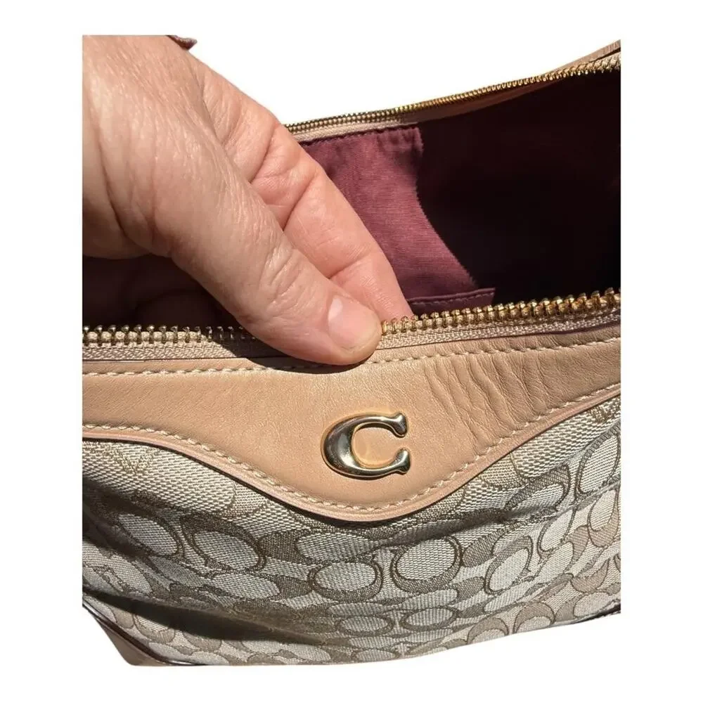 Coach Cream Signature Canvas Hobo Bag